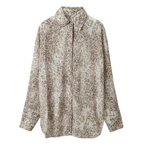 COS Printed Silk Shirt Relaxed Fit Office Business Casual Blouse Womens Size 6